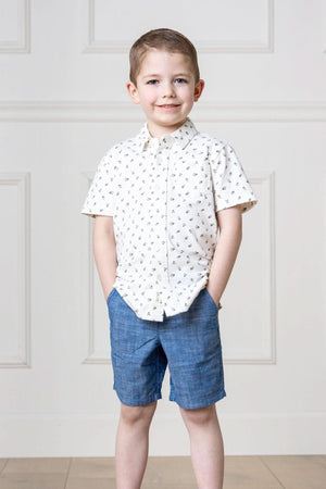 Hope & Henry Organic Cotton Shorts for Boys, Chambray, Toddler & Kids