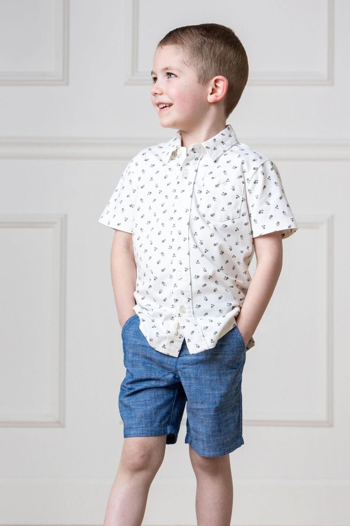Hope & Henry Organic Cotton Shorts for Boys, Chambray, Toddler & Kids