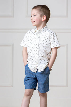 Hope & Henry Organic Cotton Shorts for Boys, Chambray, Toddler & Kids