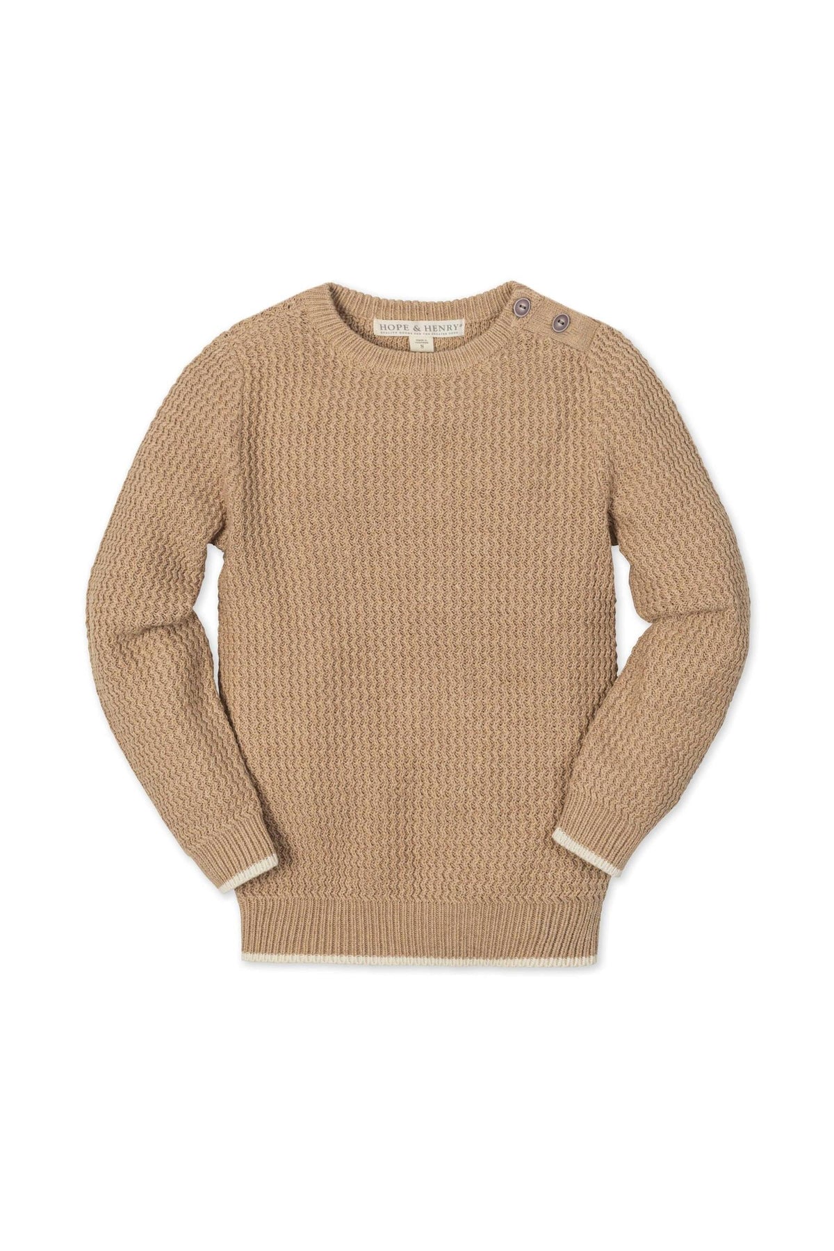 Hope & Henry Organic Cotton Crewneck Sweater with Buttons