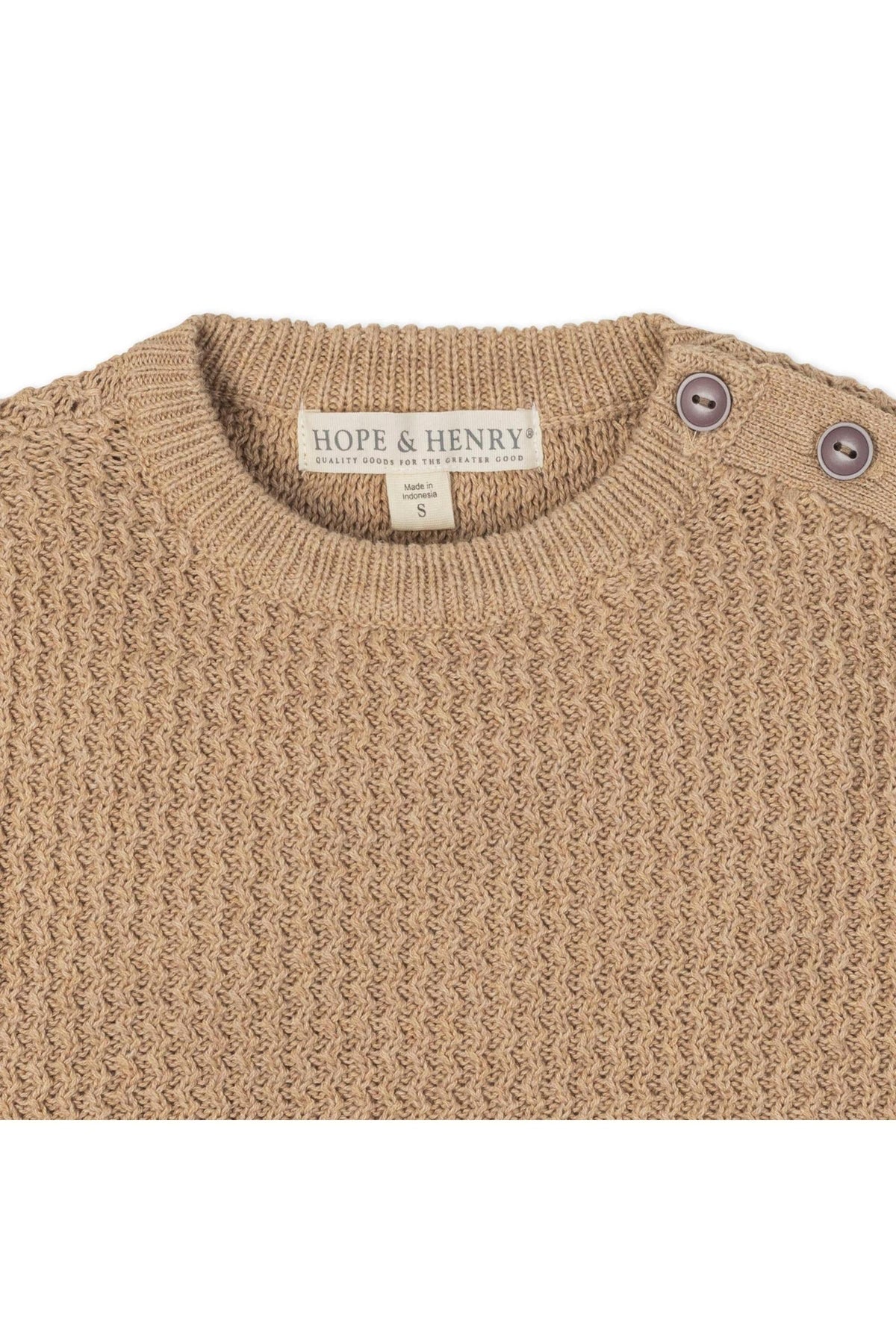 Hope & Henry Organic Cotton Crewneck Sweater with Buttons