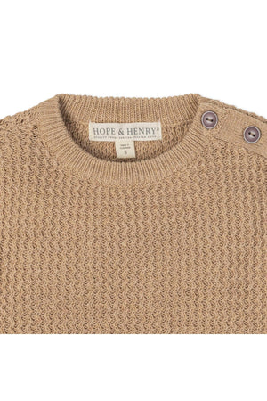 Hope & Henry Organic Cotton Crewneck Sweater with Buttons