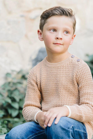Hope & Henry Organic Cotton Crewneck Sweater with Buttons