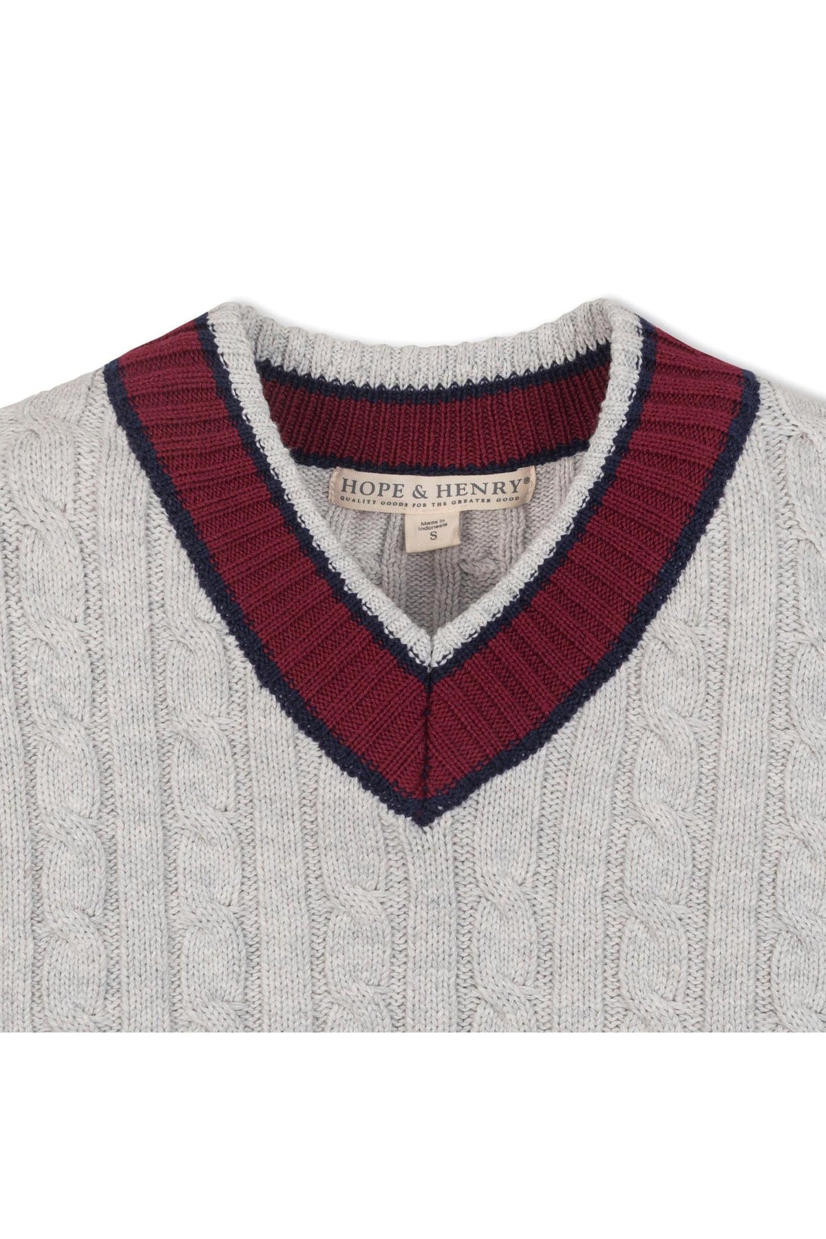 Hope & Henry Organic Cotton V-Neck Cricket Sweater
