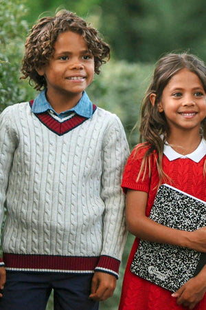 Hope & Henry Organic Cotton V-Neck Cricket Sweater