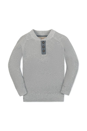 Hope & Henry Organic Cotton Sweater Henley with Elbow Patches