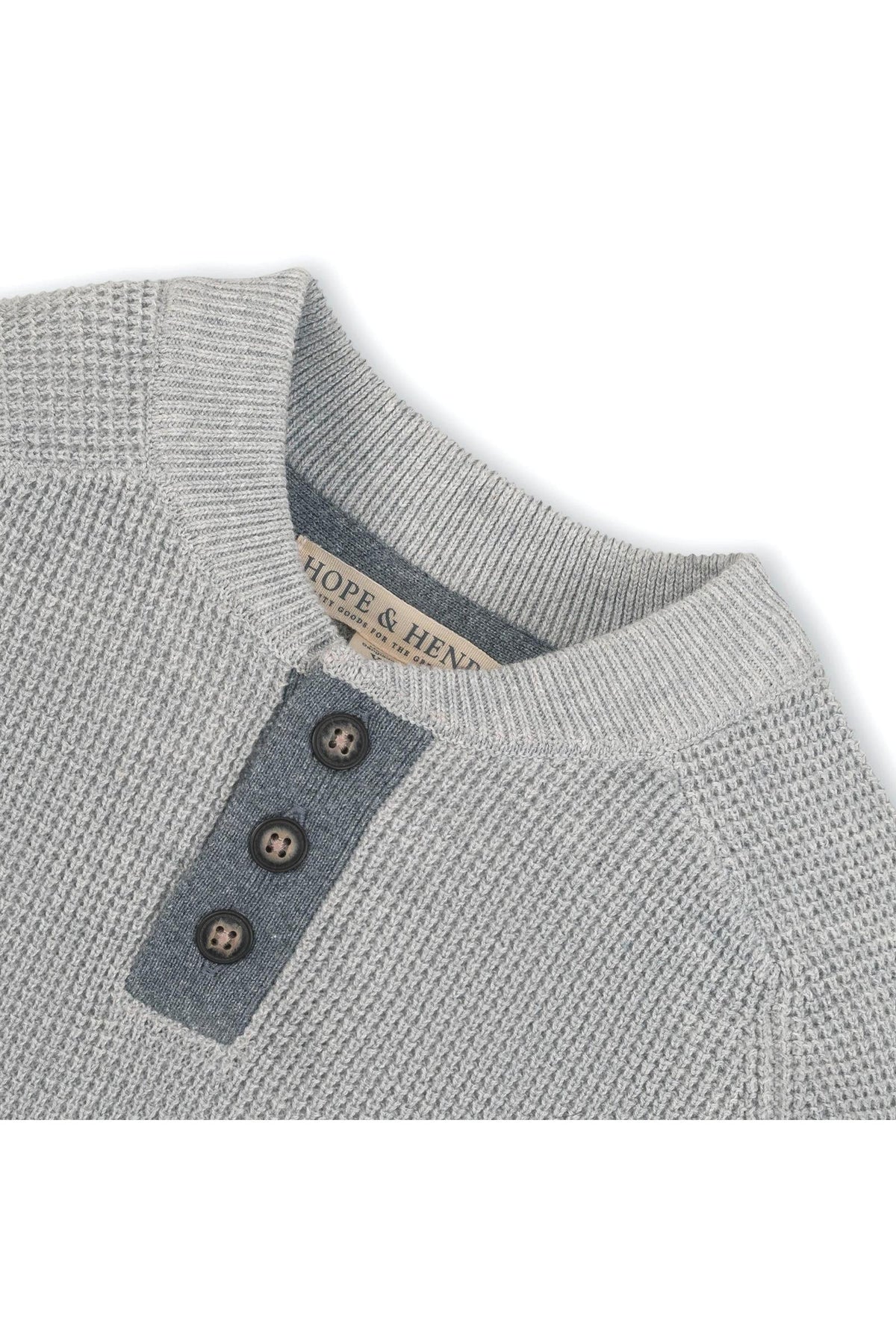 Hope & Henry Organic Cotton Sweater Henley with Elbow Patches