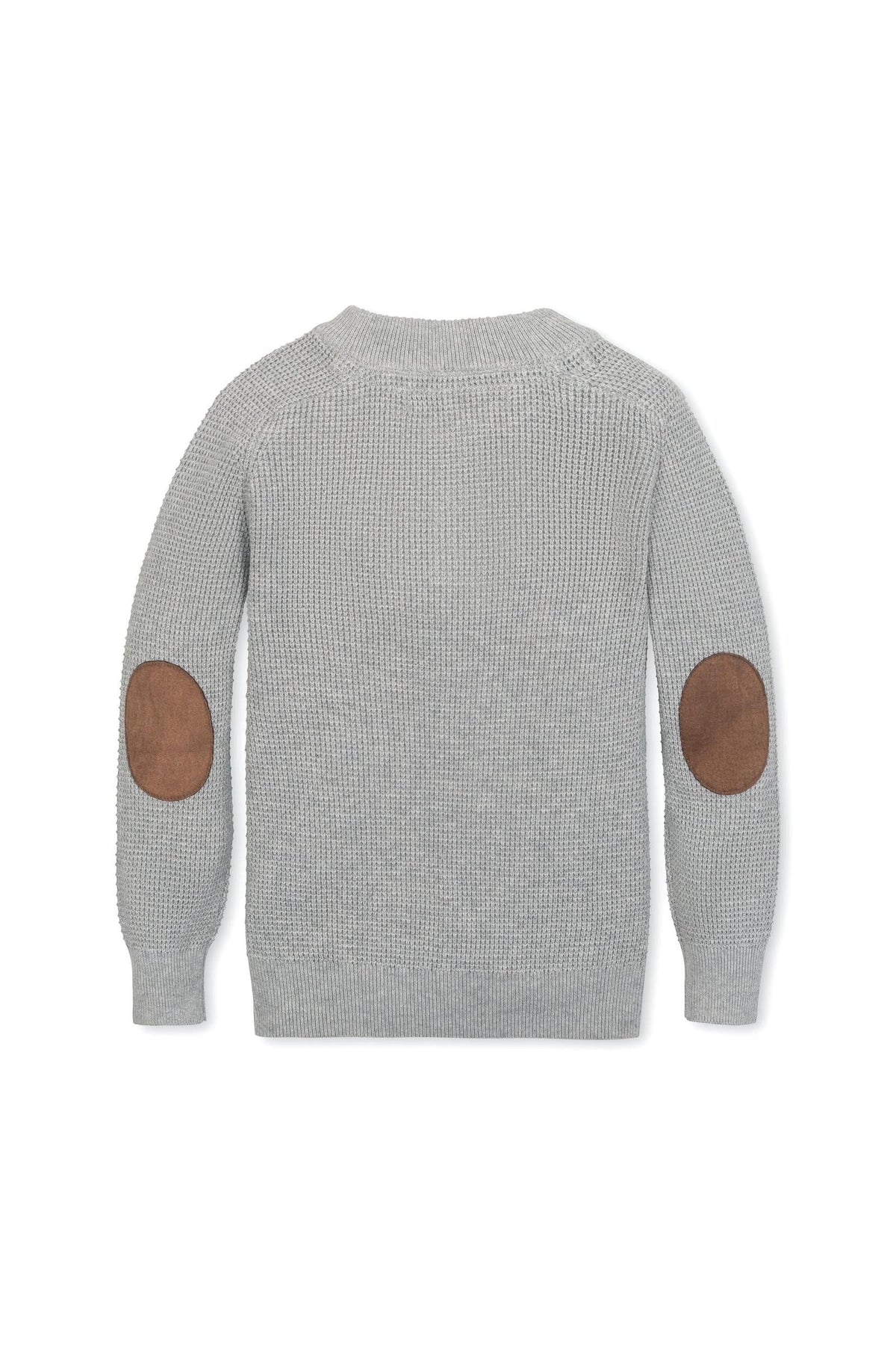 Hope & Henry Organic Cotton Sweater Henley with Elbow Patches