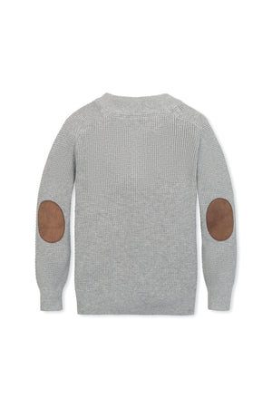 Hope & Henry Organic Cotton Sweater Henley with Elbow Patches