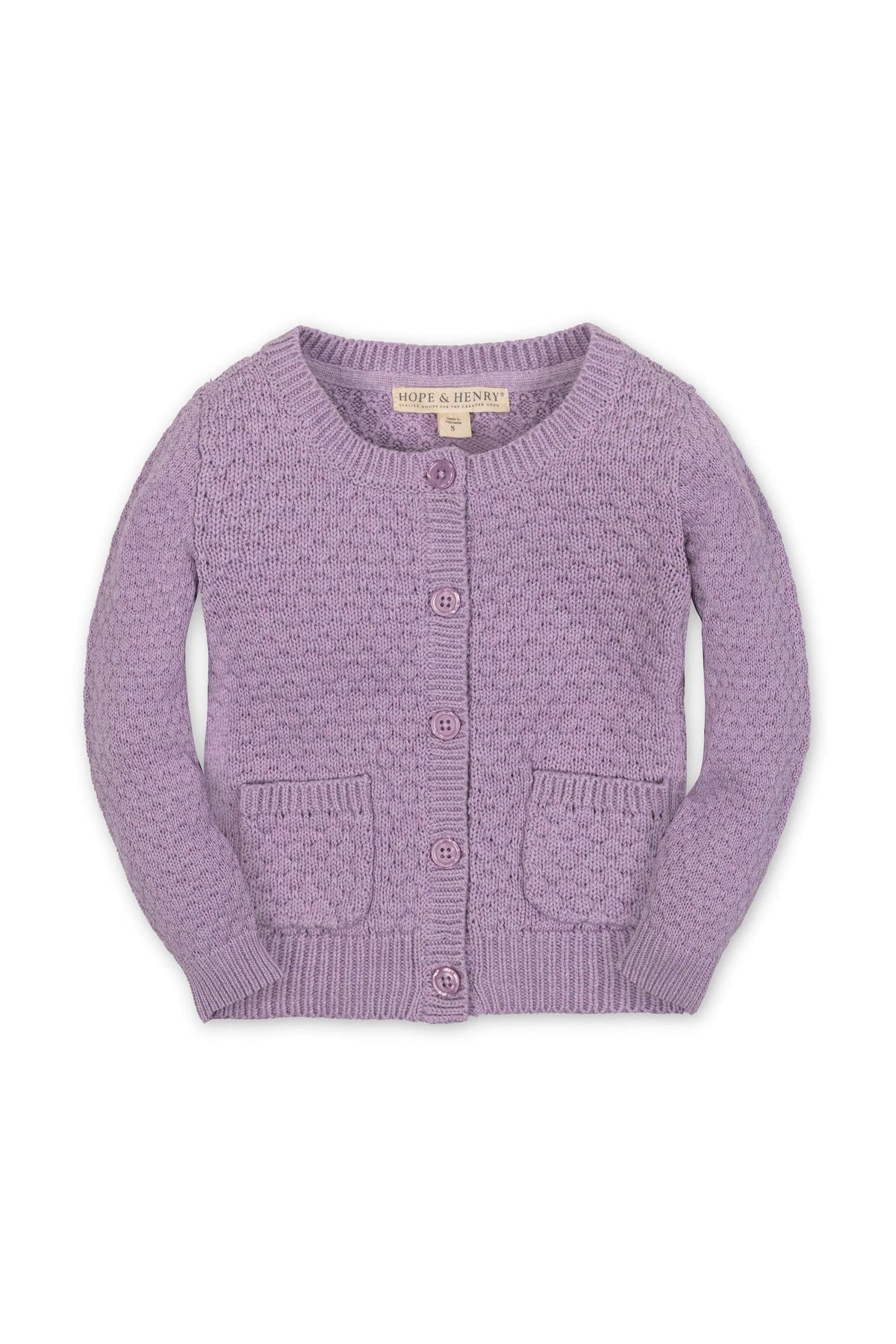 Hope & Henry Organic Textured Cardigan, Lavender Heather, Toddler & Kids