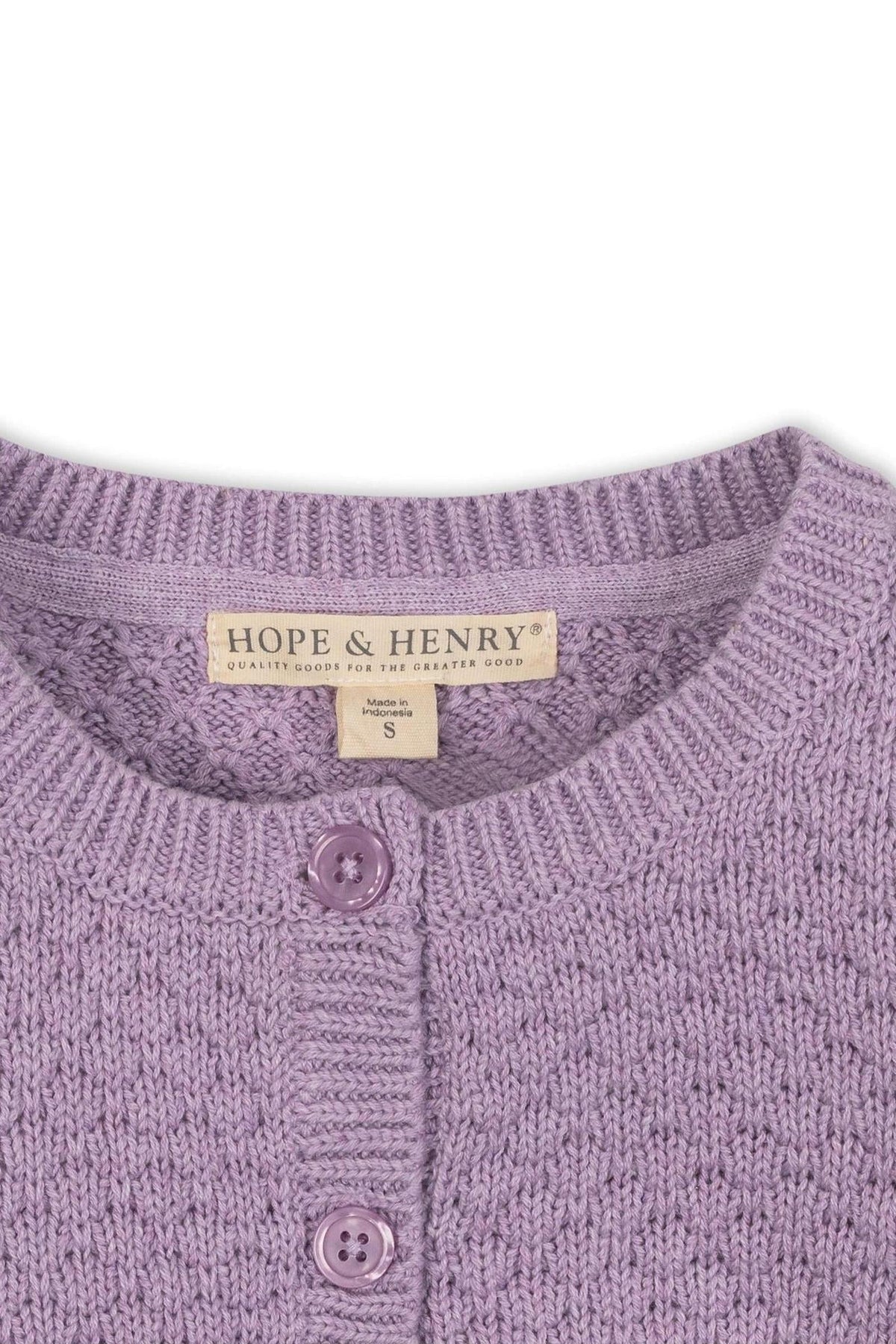 Hope & Henry Organic Textured Cardigan, Lavender Heather, Toddler & Kids