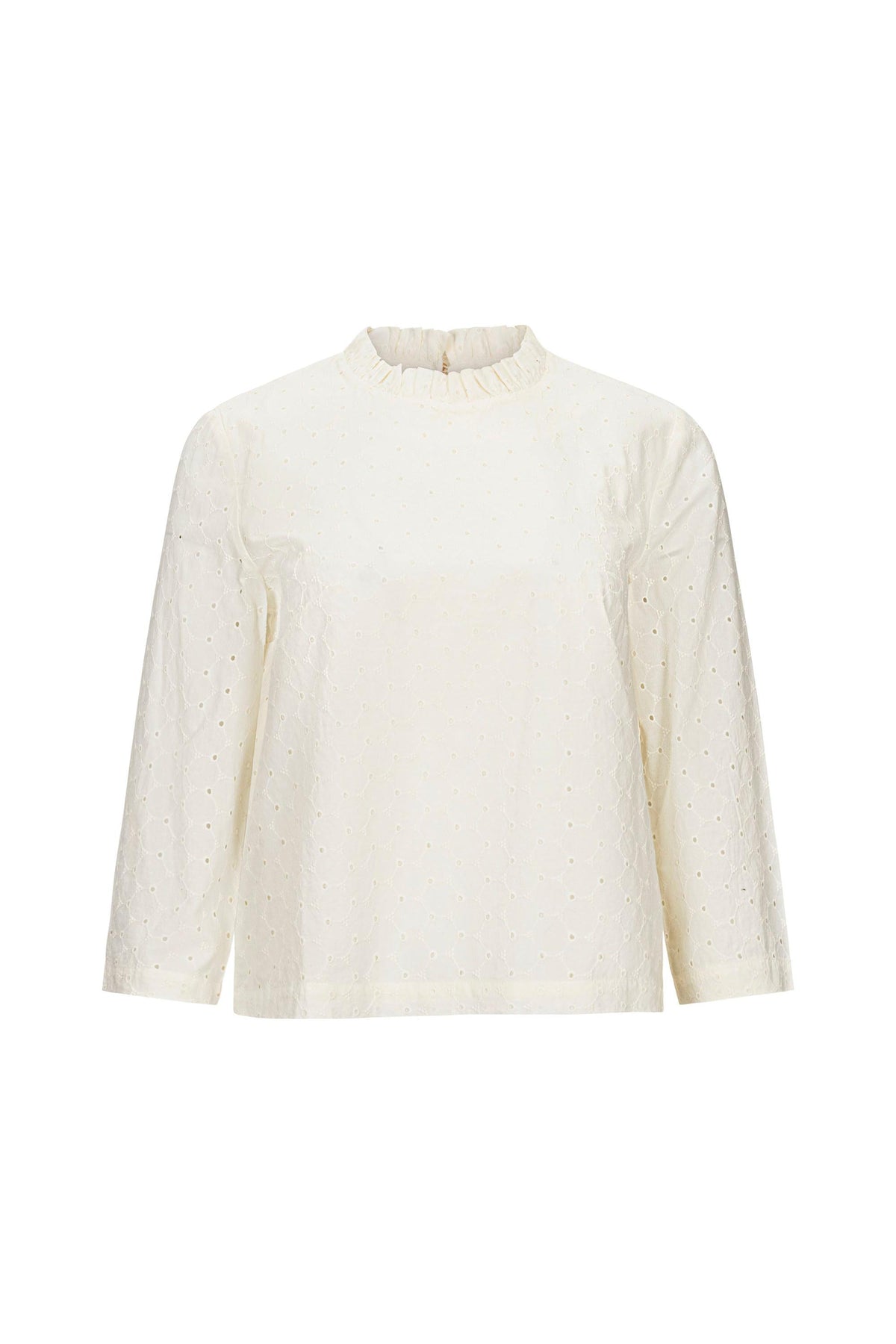Hope & Henry Organic Cotton Ruffle Neck Top