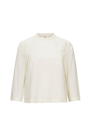 Hope & Henry Organic Cotton Ruffle Neck Top