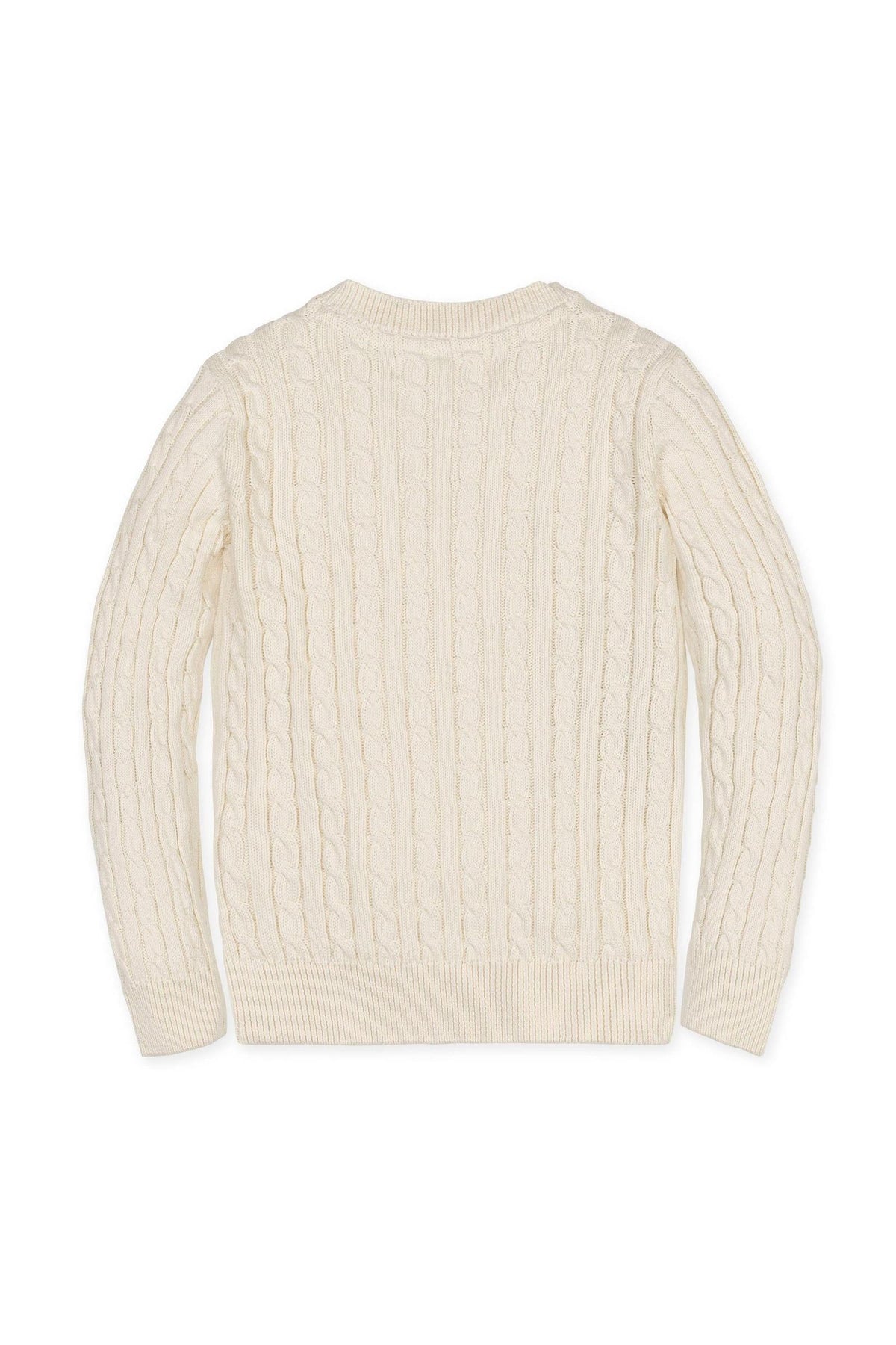 Hope & Henry Organic Cotton V-Neck Cable Sweater, Ivory, Toddler & Kids
