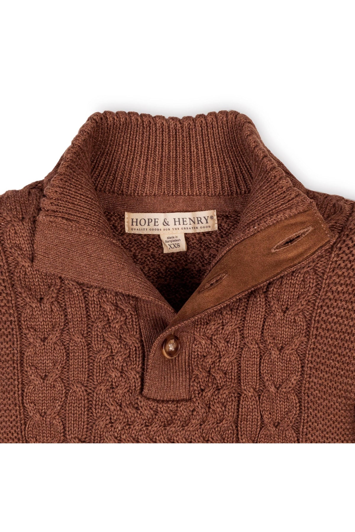 Organic Cotton Mock Neck Cable Sweater