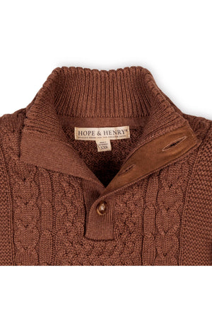 Organic Cotton Mock Neck Cable Sweater