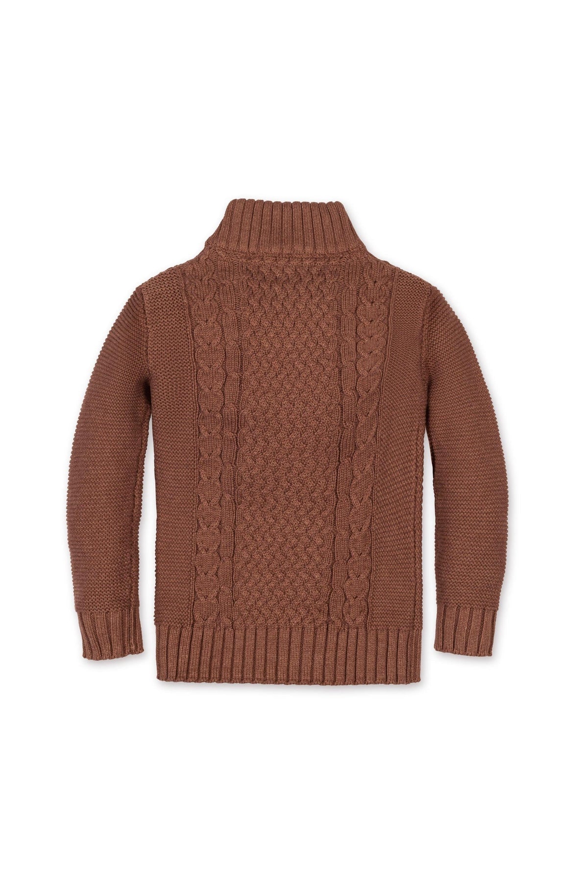 Organic Cotton Mock Neck Cable Sweater