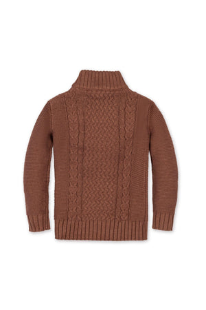 Organic Cotton Mock Neck Cable Sweater