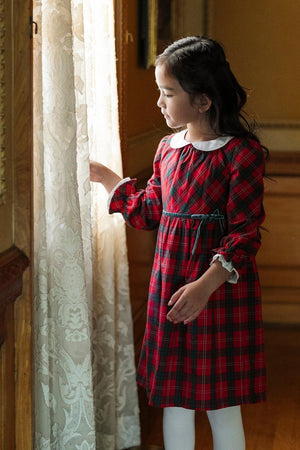 Organic Cotton Peter Pan Collar Ruffle Cuff Dress