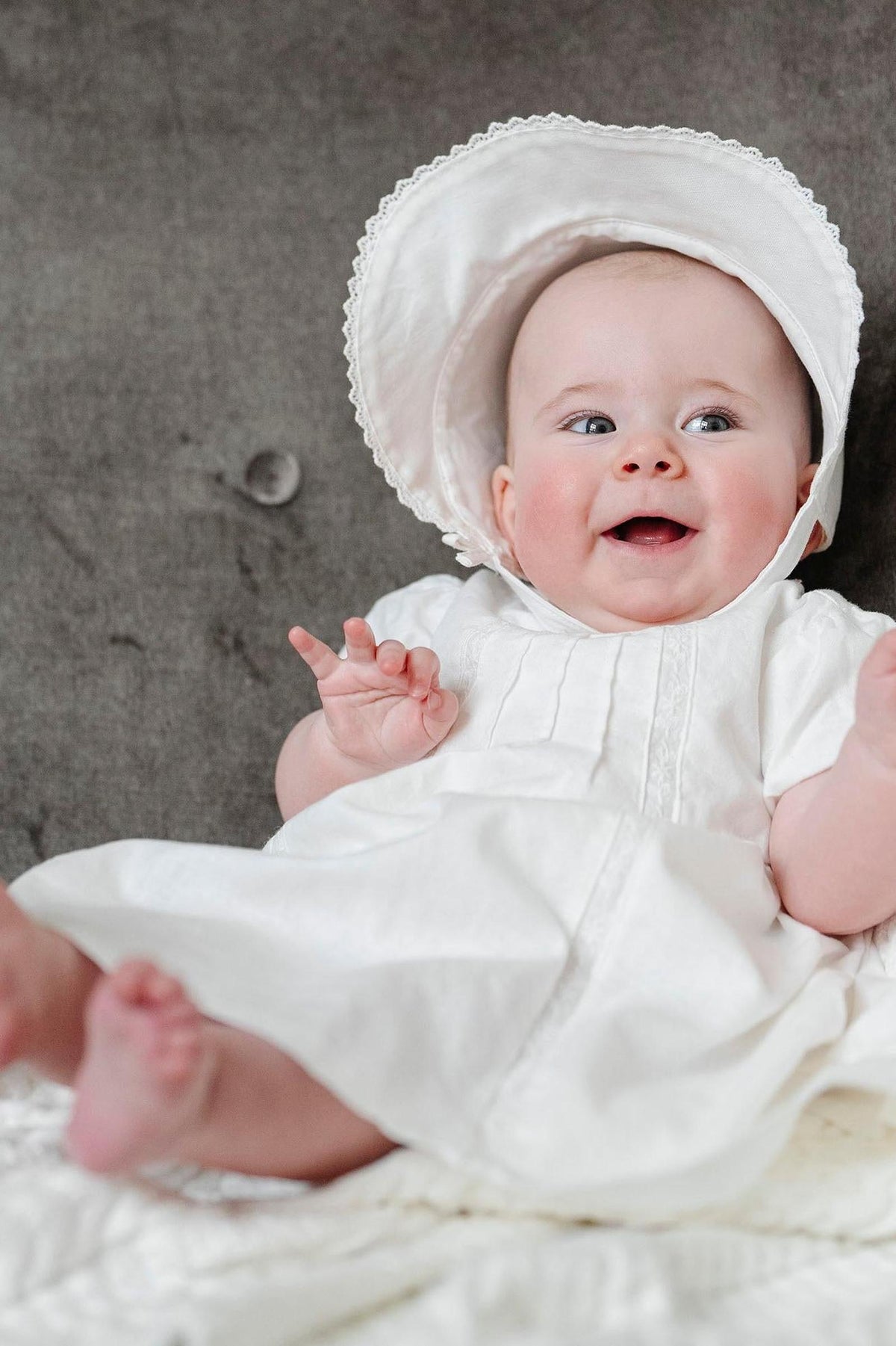 Hope & Henry Baby Short Sleeve Special Occasion Linen Pintuck Dress