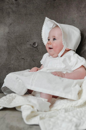 knee length dresses for ladies Hand Smocked Cap Sleeve Dress With Bloomers in White main image 1