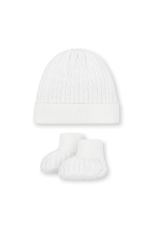 Hope & Henry Organic Cotton Sweater Beanie and Bootie Set