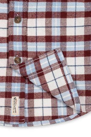 Organic Cotton Flannel Shirt, Burgundy and Blue Plaid, Sizes 2T-18
