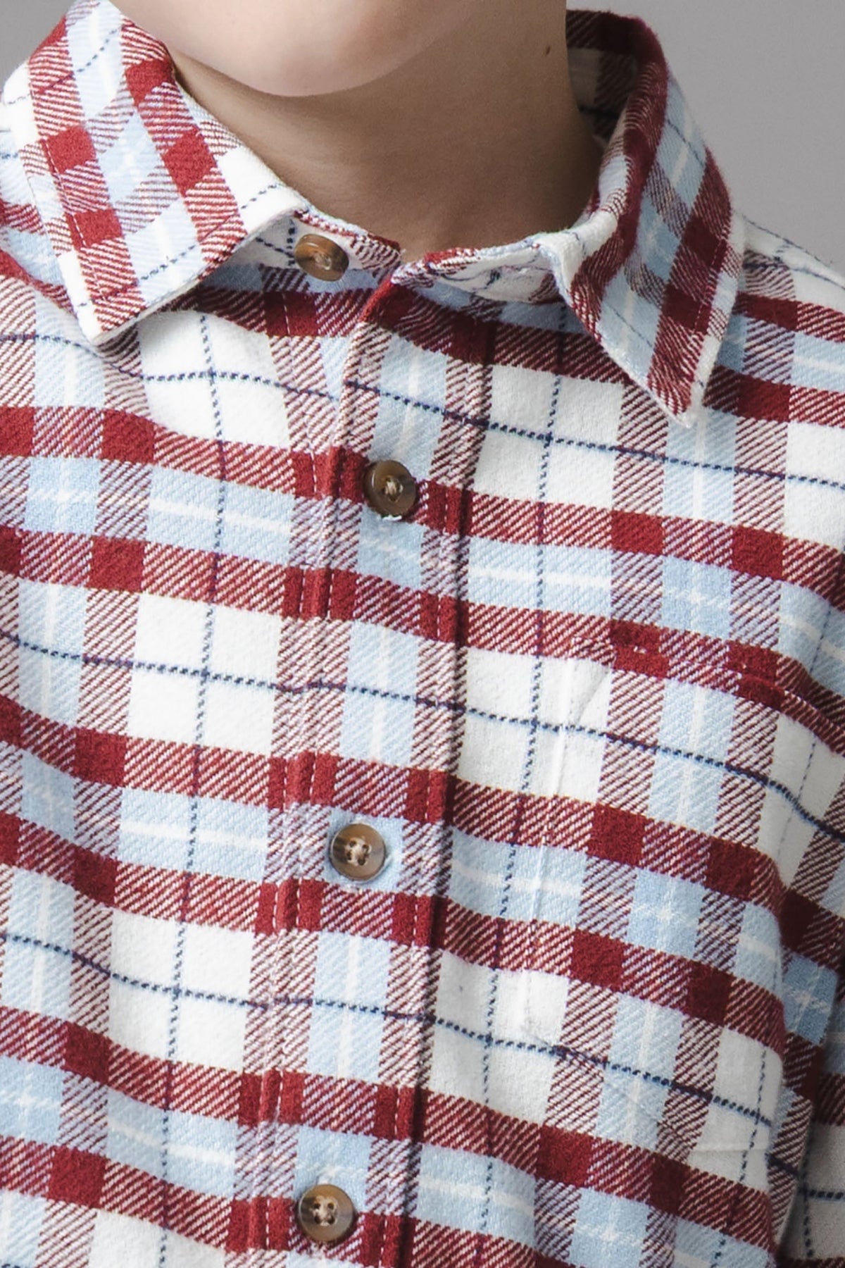 Organic Cotton Flannel Shirt, Burgundy and Blue Plaid, Sizes 2T-18