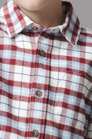 Organic Cotton Flannel Shirt, Burgundy and Blue Plaid, Sizes 2T-18