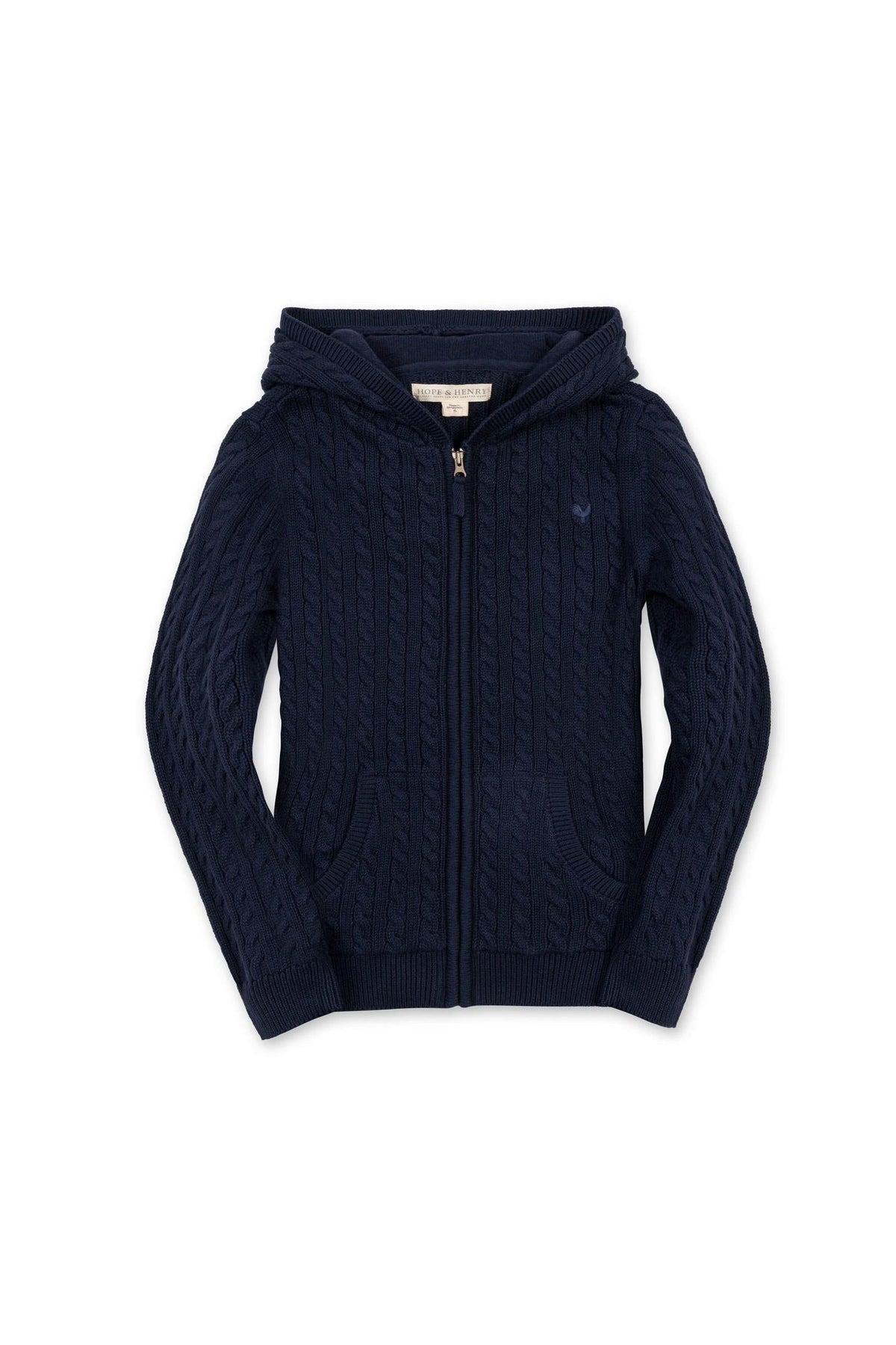 Organic Cotton Full Zip Hooded Sweater, Navy, Sizes 2T-18