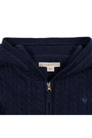 Organic Cotton Full Zip Hooded Sweater, Navy, Sizes 2T-18