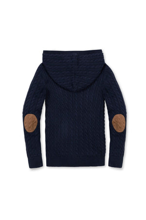 Organic Cotton Full Zip Hooded Sweater, Navy, Sizes 2T-18