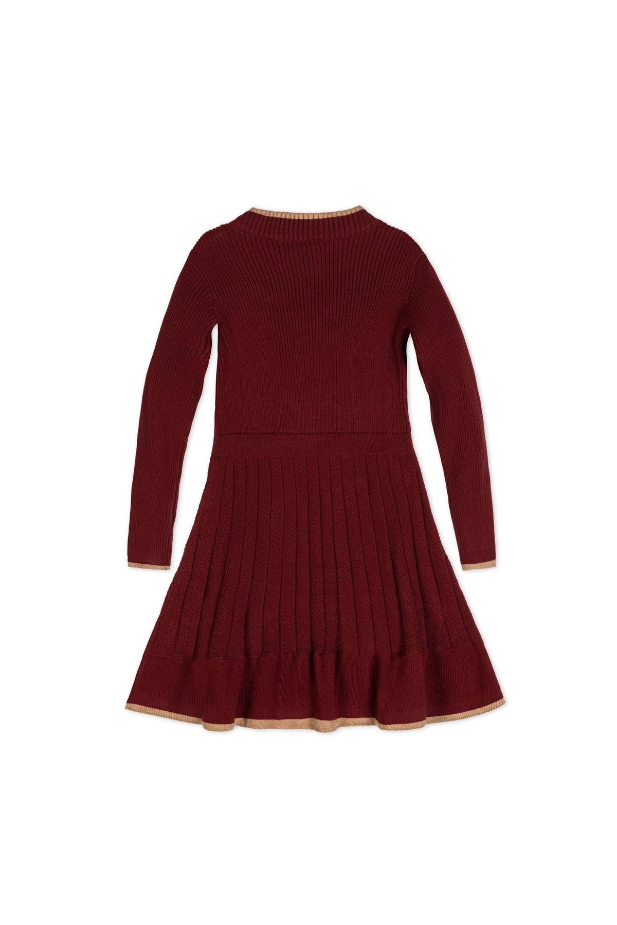 Organic Cotton Mock Neck Flounce Sweater Dress, Oxblood, Toddler & Kids
