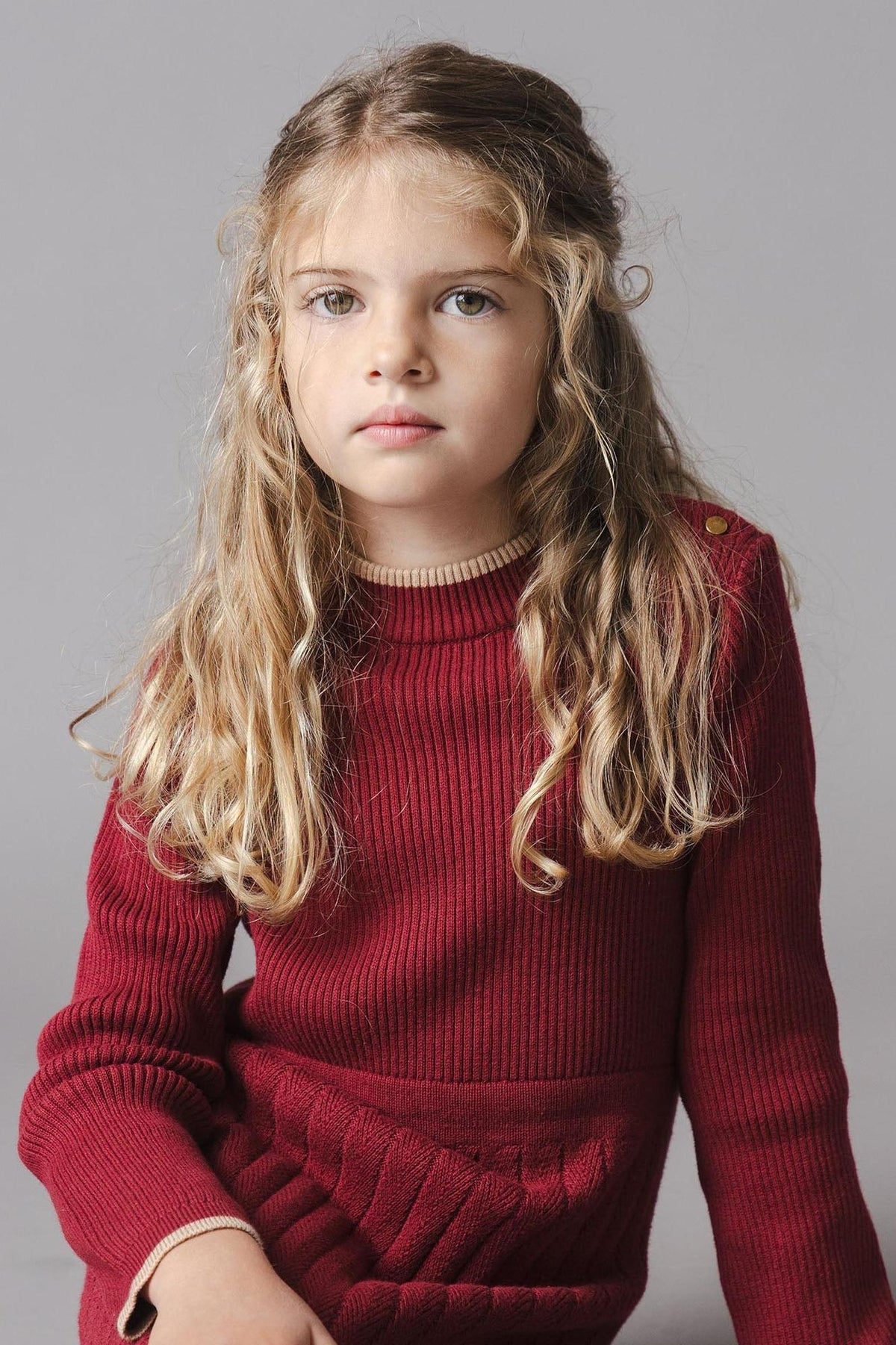 Organic Cotton Mock Neck Flounce Sweater Dress, Oxblood, Toddler & Kids