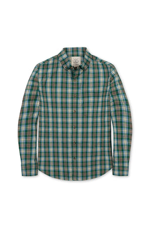 Organic Cotton Stretch Poplin Shirt, Green Classic Plaid, Men, Family Matching