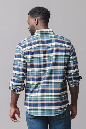 Organic Cotton Flannel Shirt, Navy Plaid, Men, Matching Moments