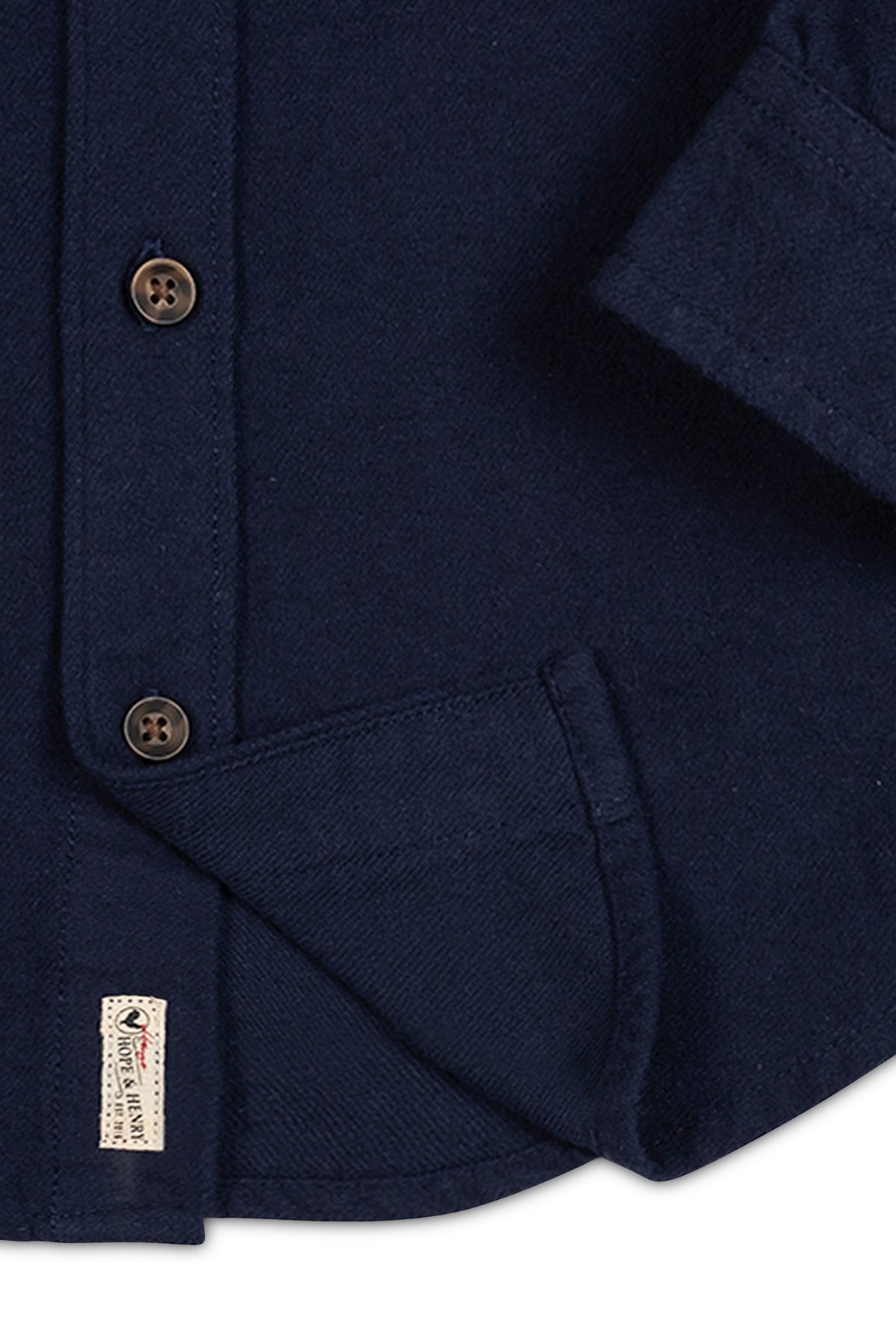 Organic Cotton Flannel Shirt with Elbow Patches, Navy, Size 2T-18