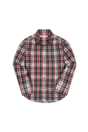 Organic Cotton Stretch Poplin Shirt, Holiday Tartan, Sizes 2T-18, Family Matching