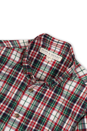 Organic Cotton Stretch Poplin Shirt, Holiday Tartan, Sizes 2T-18, Family Matching