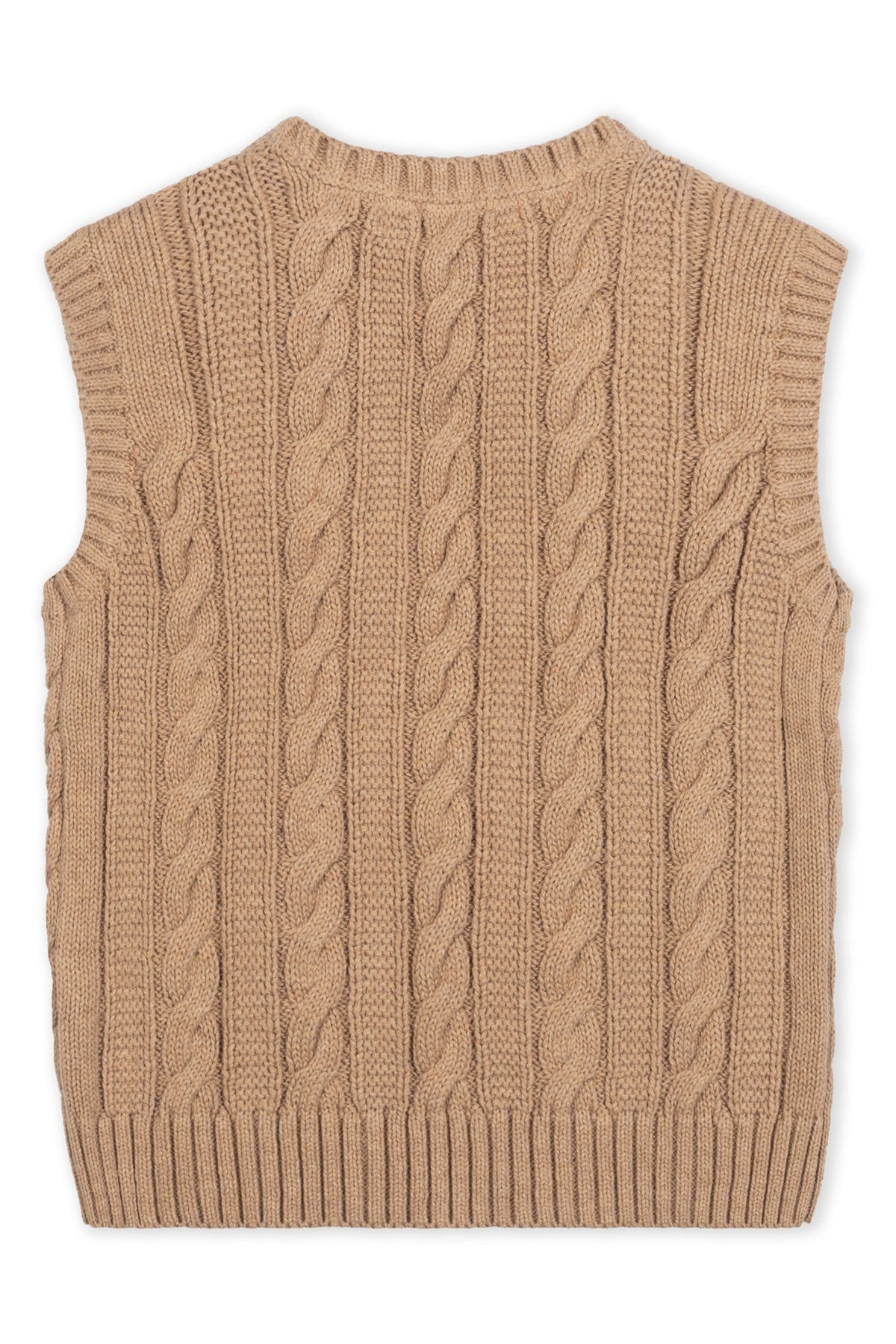 Organic Cotton Cable Sweater Vest, Camel, Sizes 2T-18