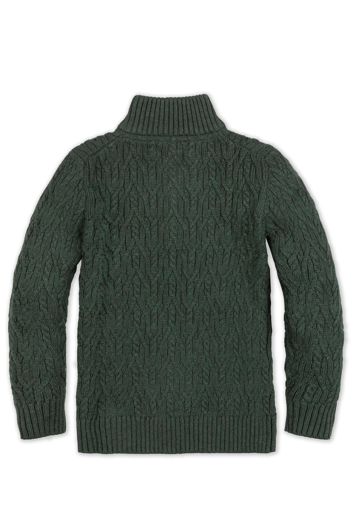 Organic Cotton Half Zip Cable Sweater, Forest Green, Boys, Sizes 2T-18, Family Matching