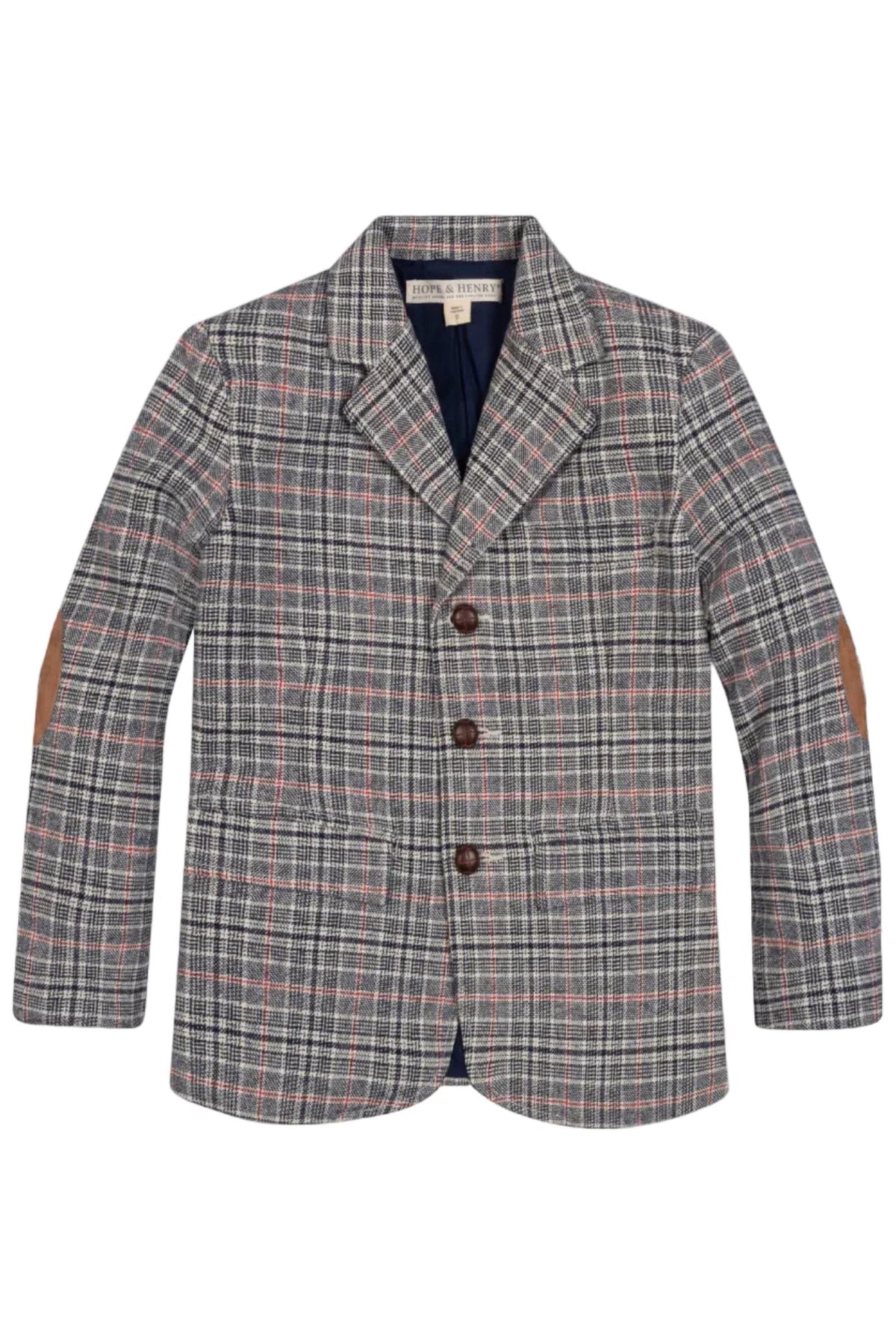 Organic Brushed Cotton Suit Jacket, Navy Glen Plaid, Sizes 2T-16