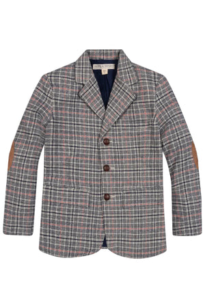 Organic Brushed Cotton Suit Jacket, Navy Glen Plaid, Sizes 2T-16