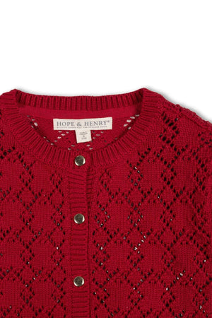 Organic Cotton Pointelle Cardigan Sweater, Red, Toddler & Kids, Family Matching