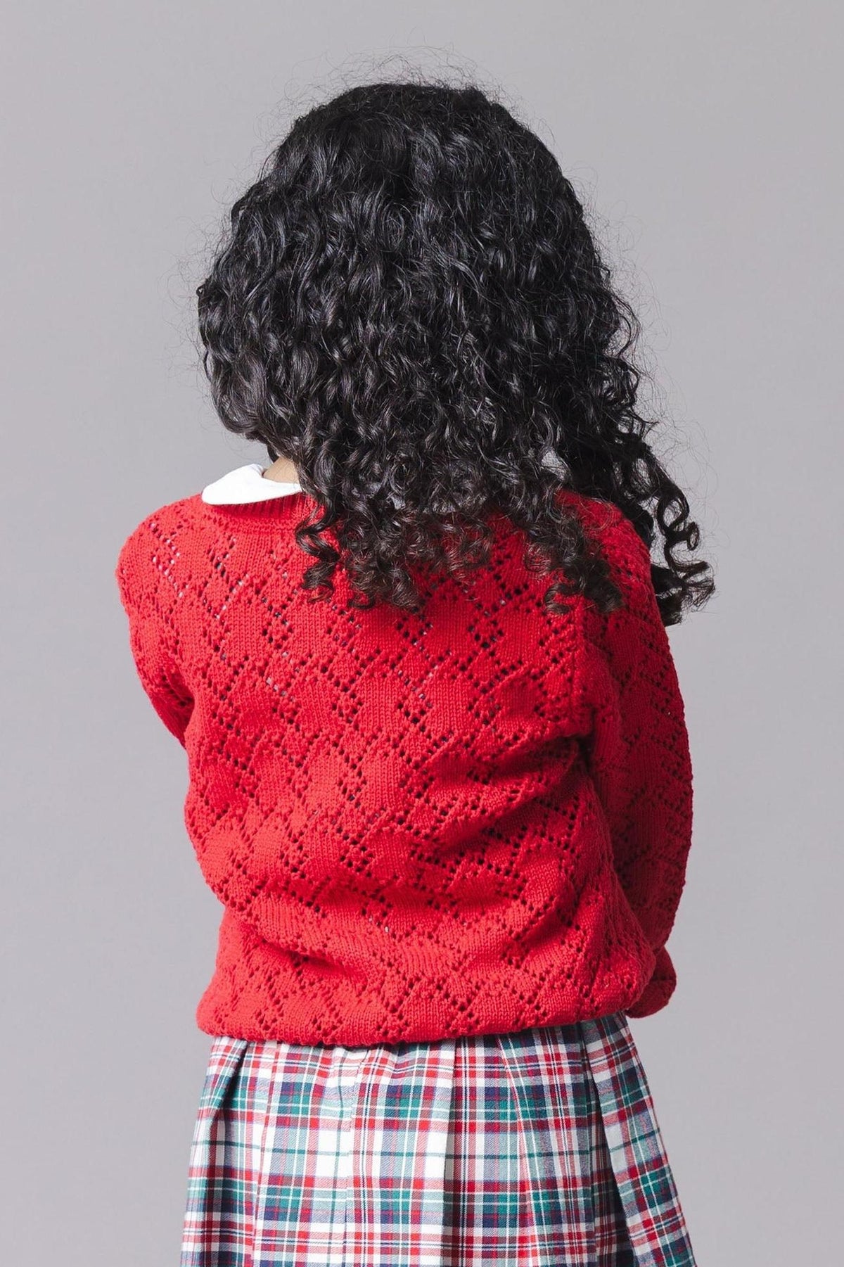 Organic Cotton Pointelle Cardigan Sweater, Red, Toddler & Kids, Family Matching