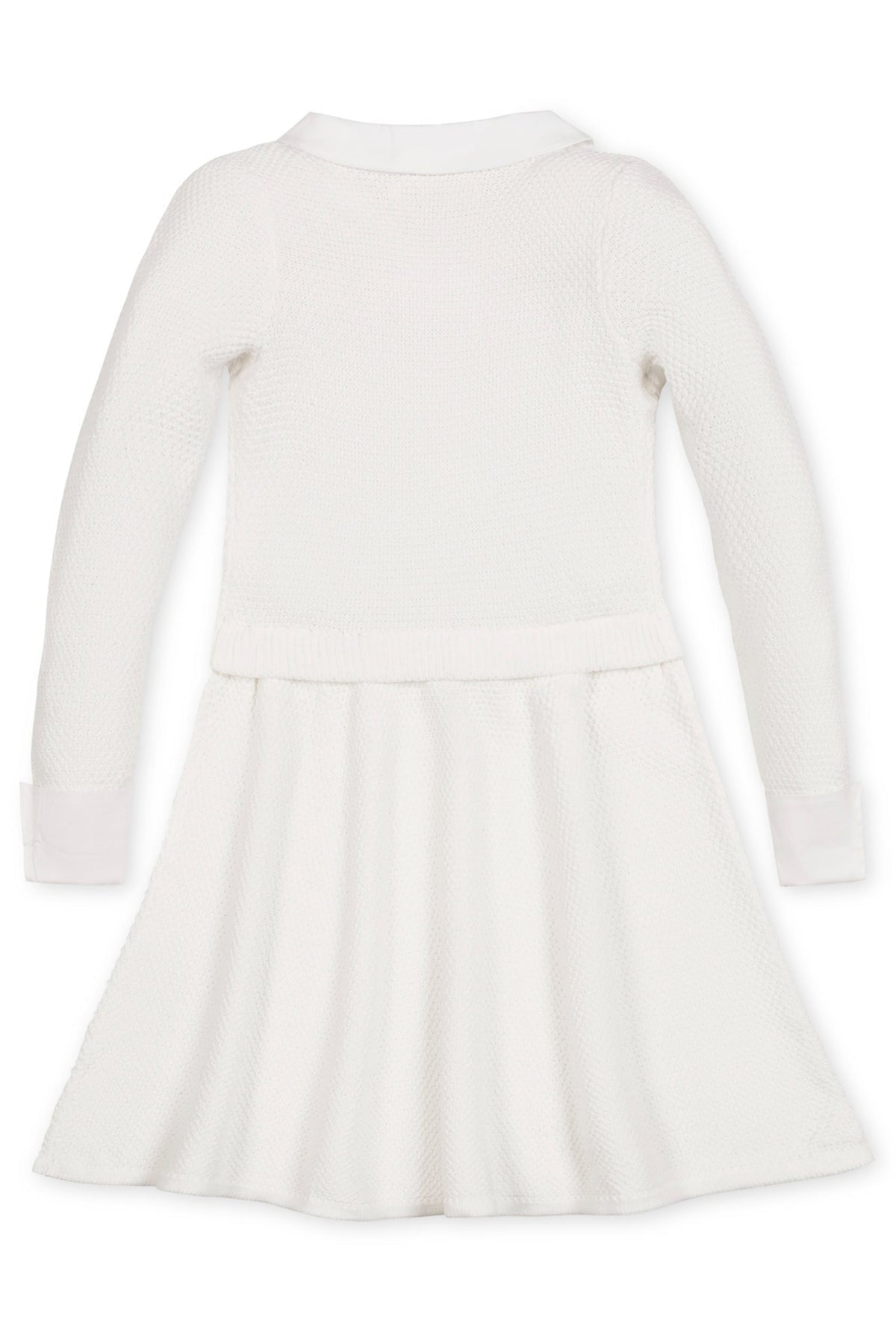 Organic Cotton French Look Sweater Dress, Soft White, Toddler & Kids