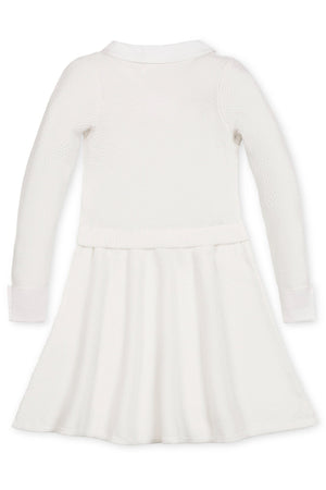 Organic Cotton French Look Sweater Dress, Soft White, Toddler & Kids