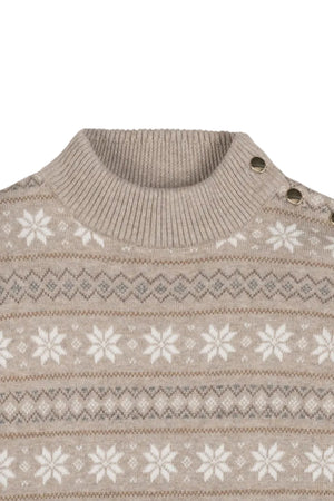 Organic Cotton Mock Neck Flounce Sweater Dress, Light Taupe, Toddler & Kids