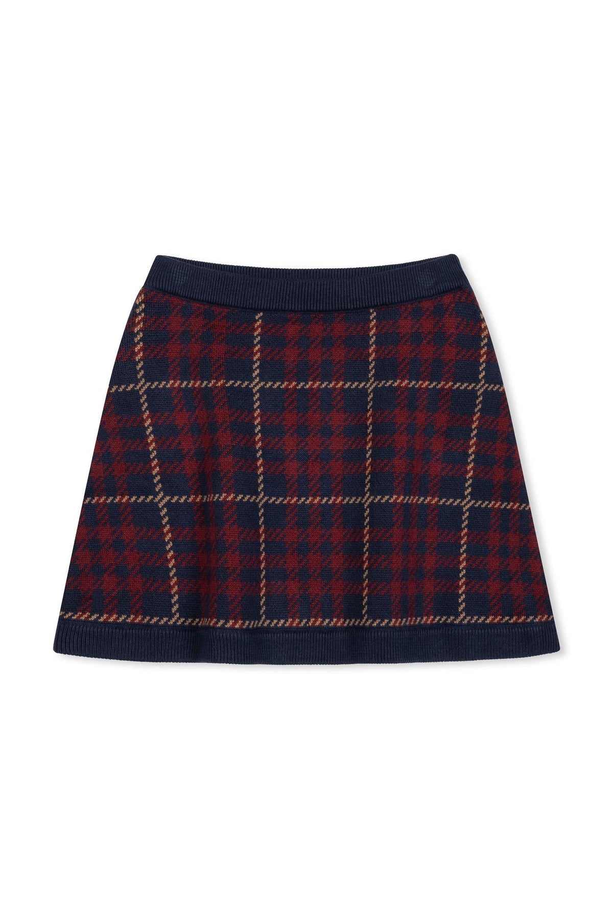 Organic Cotton Cardigan and Skirt Sweater Set, Navy Plaid, Toddler & Kids