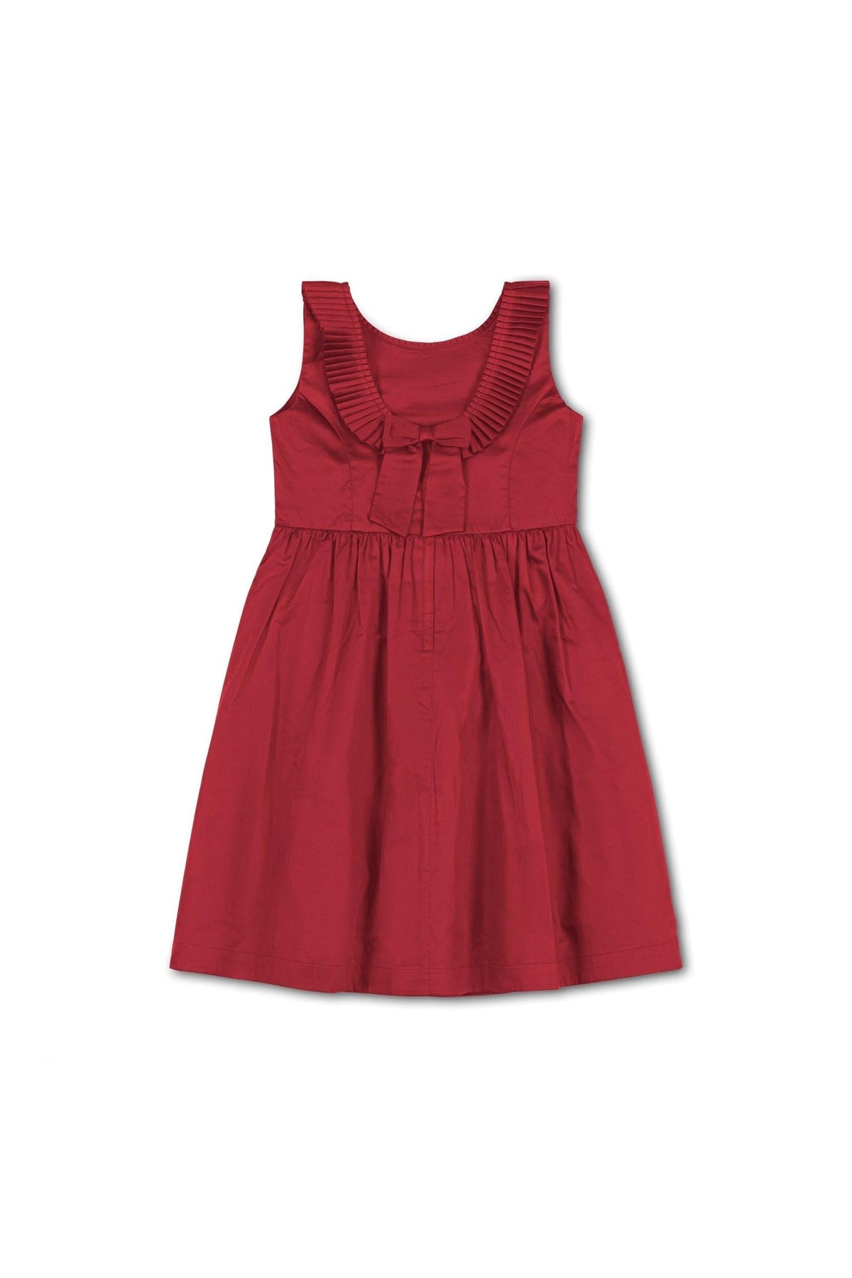 Organic Cotton Pleated Collar Party Dress, Red, Toddler & Kids